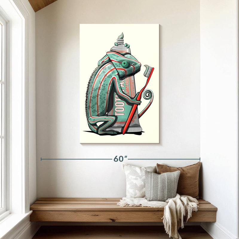 Chameleon Cleaning Teeth, 45" H x 30" W