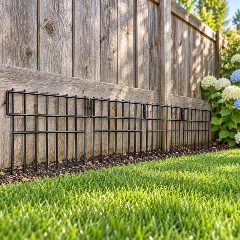 28 Pack Animal Barrier Fence, No-Dig Metal Garden Border with Anti-Digging Design