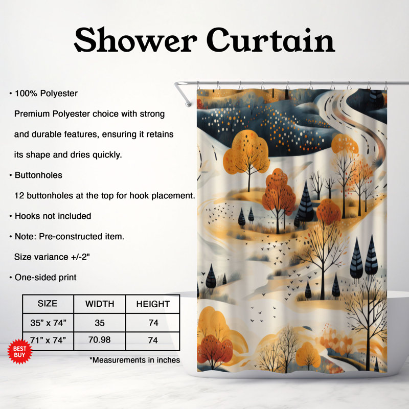 Rideau de douche abstrait Inderjit, H 74 po x l 71 po