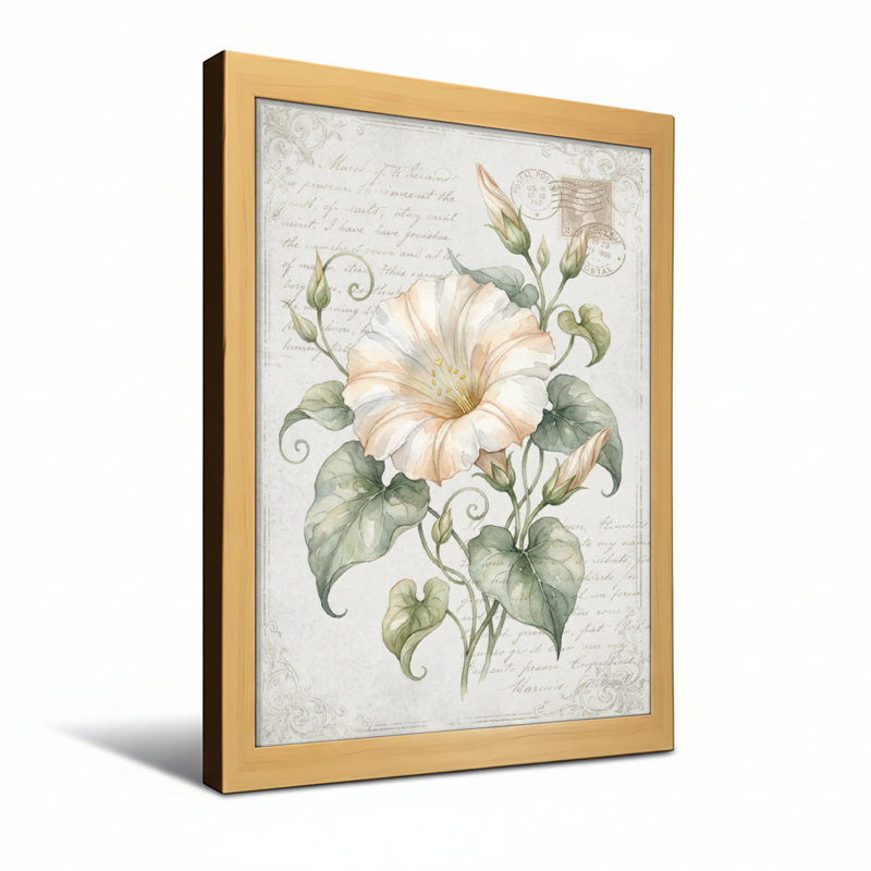 Plantes et fleurs, vigne florale avec pétales doux et feuilles vertes, H 24 po x l 36 po, Toile tendue, Ne s’applique pas