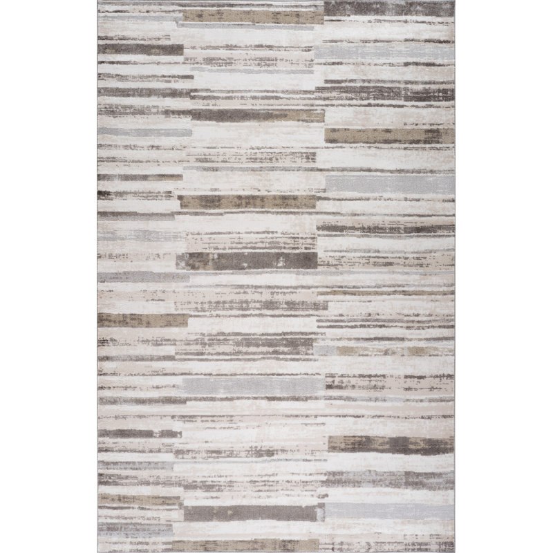 Tapis abstrait délavé beige et brun 5 pi x 8 pi