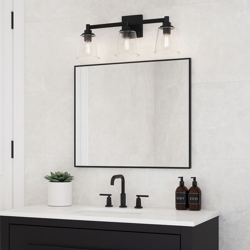 Montford 3-Light 6.25” Wide Vanity Light, Matte Black