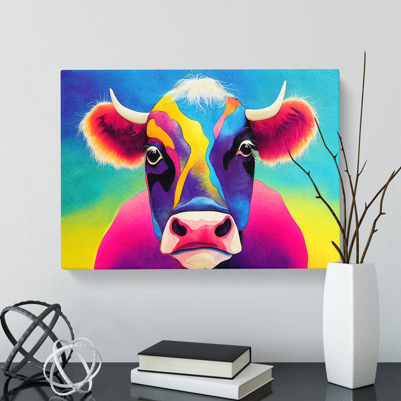 Colourful Cow Vol.4 Abstract - Wrapped Canvas, 40cm H x 60cm W x 3cm D