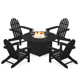 Classic Adirondack 5-Piece Conversation Set with Fire Pit Table