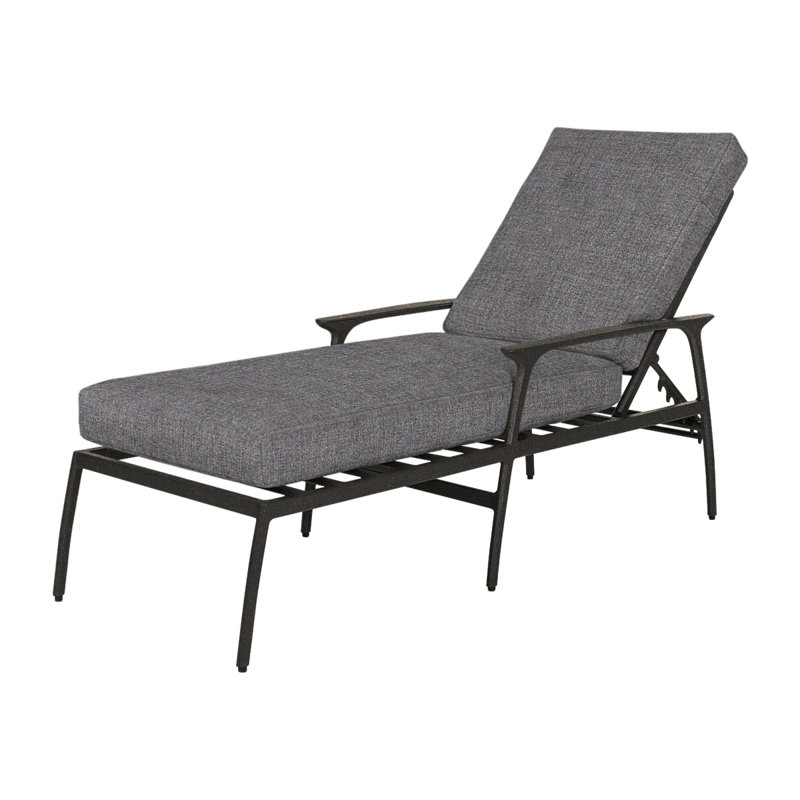 Amari Outdoor Chaise Lounge, Cast Slate Sunbrella® Plainweave, Carbon