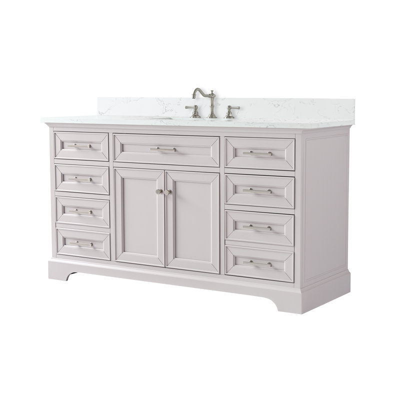 Thompson 60" W Single Bathroom Vanity, Taupe/Brushed Nickel