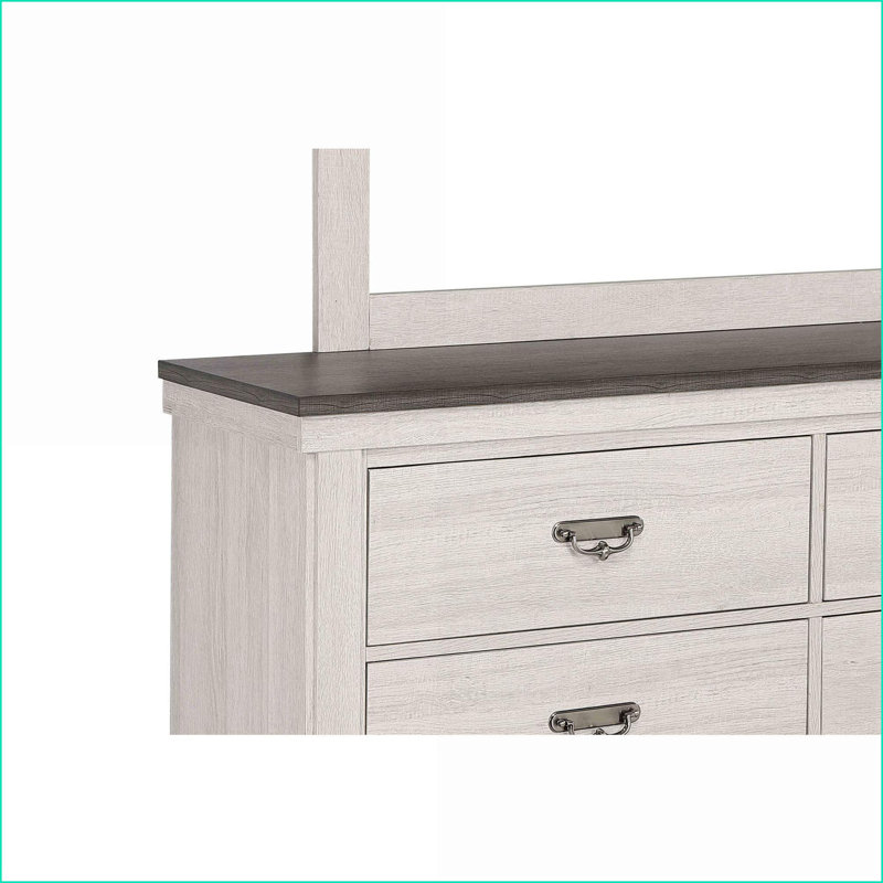 Commode rustique à 6 tiroirs gris avec commode rustique en bois | Beige gris + blanc | Bois