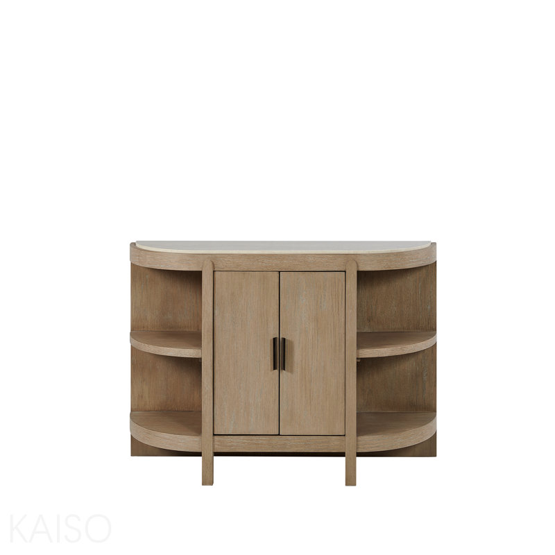 Console courbée à 2 portes avec plateau en marbre