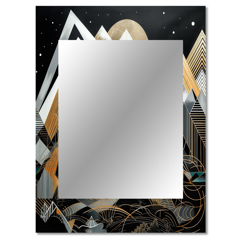 Black And Gold Geometric Harmony - City Unique Wall Mirror, Modern Mirror, Printed Metal Art, 40" x 30"