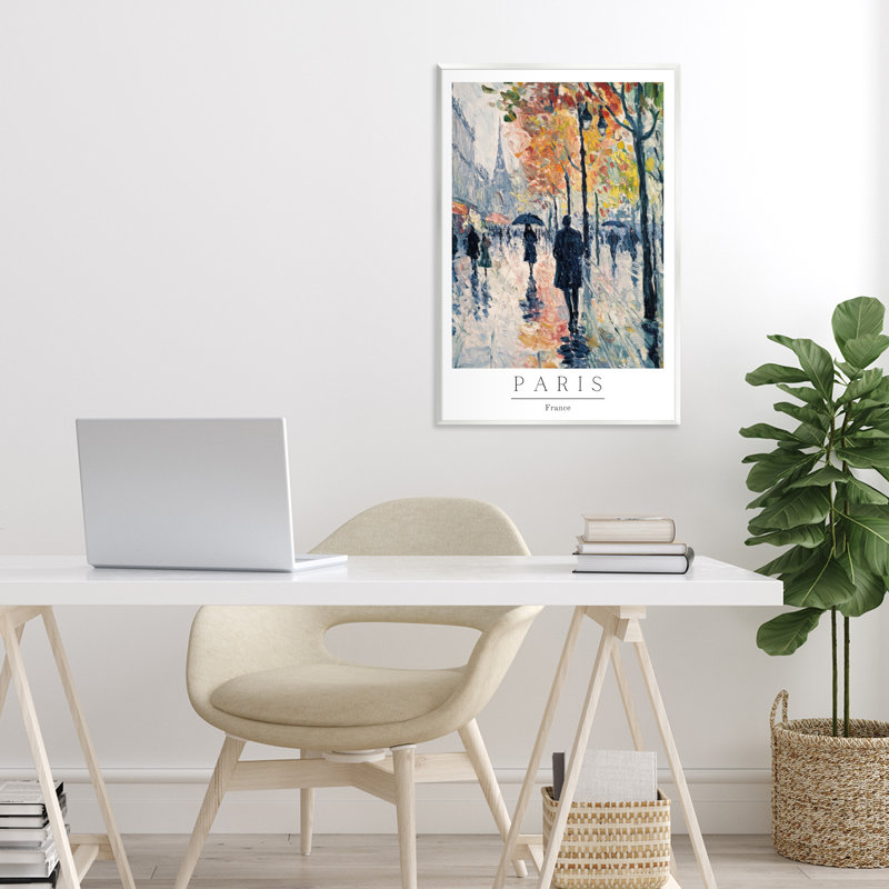 «Autumnal Paris Street Scene», plaque murale par Petal Prints Design, H 19 po x l 13 po