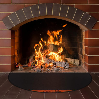 Fireproof Fireplace Mat,Black With Brown Label,24×42Inch