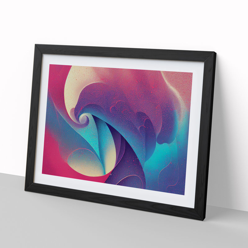 Divine Abstract Fractals - Single Picture Frame Print, Black, 46cm H x 64cm W
