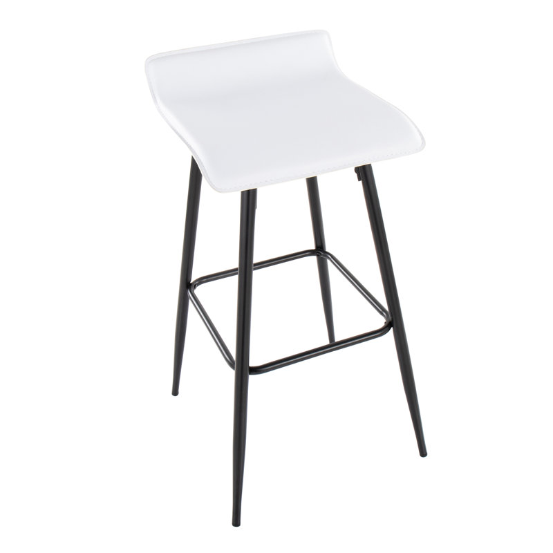 Kalsum Swivel Upholstered Counter Stool with Metal Frame, White