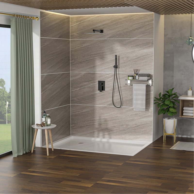 Dual Shower Head - 10 Inch Wall Mounted Square Shower System with Rough-in Valve, Oil Rubber Bronze, Oil Rubbed Bronze