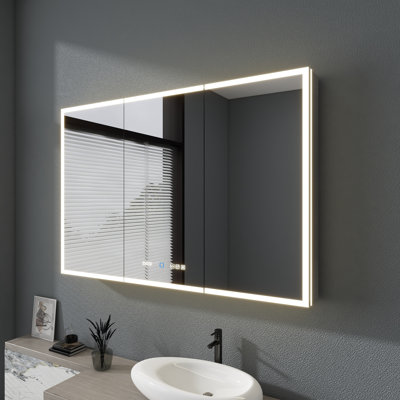 48" X 32" LED Medicine Cabinet With Dimmable Lights, Sensor, Defogger, USB/Outlet, And Magnifying Mirror