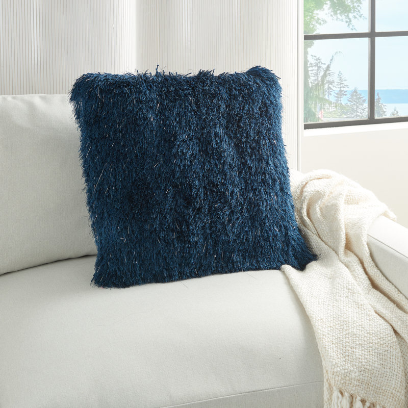 Fringed Throw Pillow, Navy, 20" x 20"