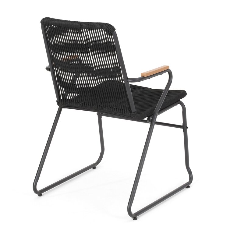 Wrought Studio Leonard Outdoor Rope Weave Club Patio Chair with