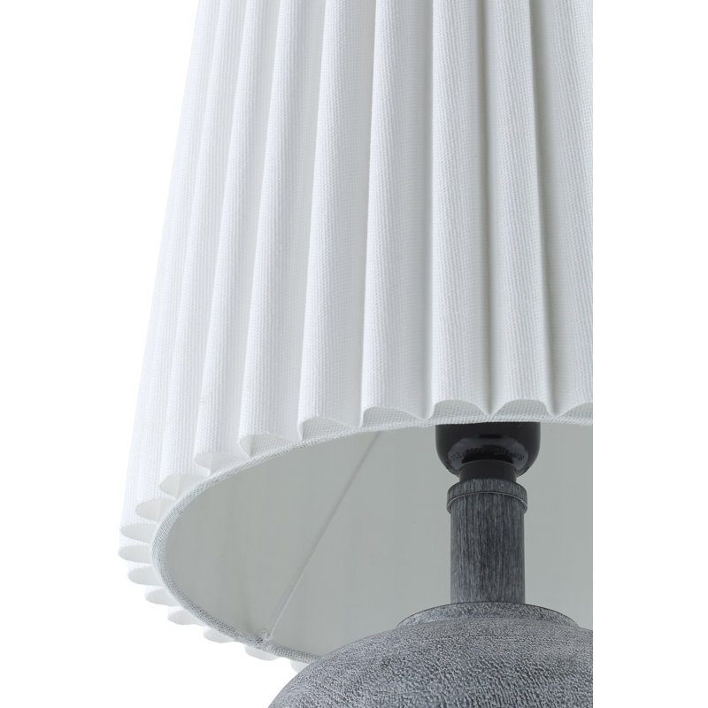 Lampe de table Lakemoore, Base grise / abat-jour blanc