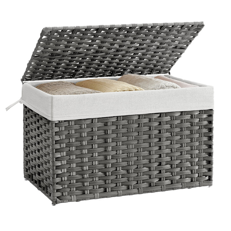 Metal Laundry Hamper with Handles, Grey
