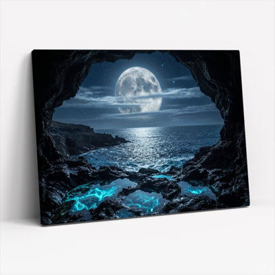 Art mural sur toile Gallery Wrap pour le salon, la chambre à coucher, le bureau ou le vestibule - décoration murale décorative avec grotte au clair de lune