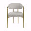 Set Of 2 Dining Chairs, Chenille And Gold Arm Chair