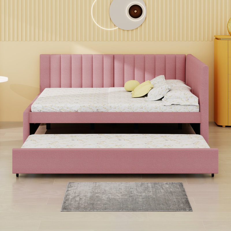 Lit de jour rembourré avec couchette, Complet/Double, Rose