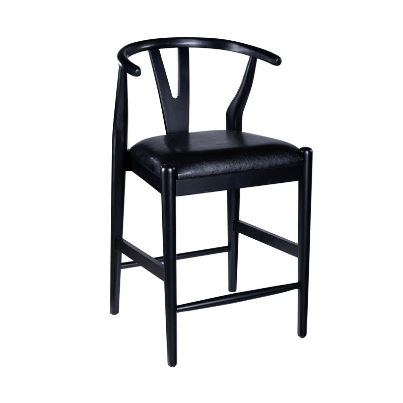Nareh Bar Height Kitchen Bar Stool - Black Finish, Counter Stool (24" Seat Height)