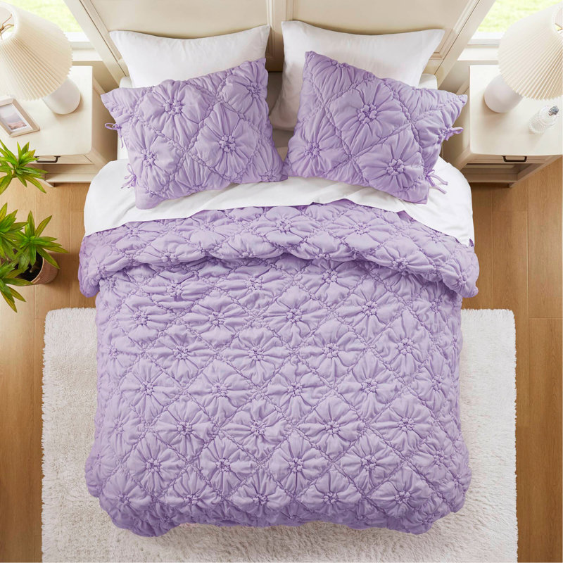 Ensemble d'édredon 3 pièces, Mauve, Édredon double et 2 taies décoratives