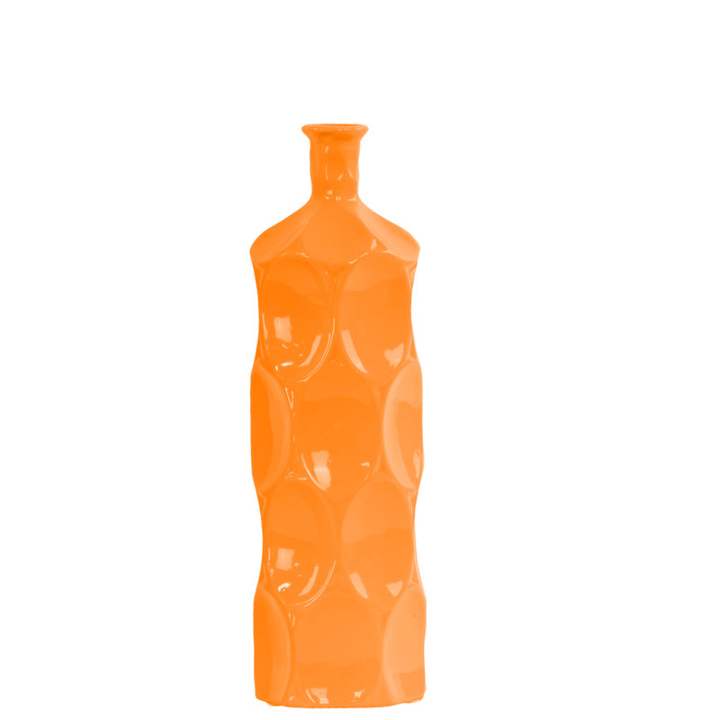Eaglin Table Vase, 14" H x 4.75" W x 4.75" D, Orange