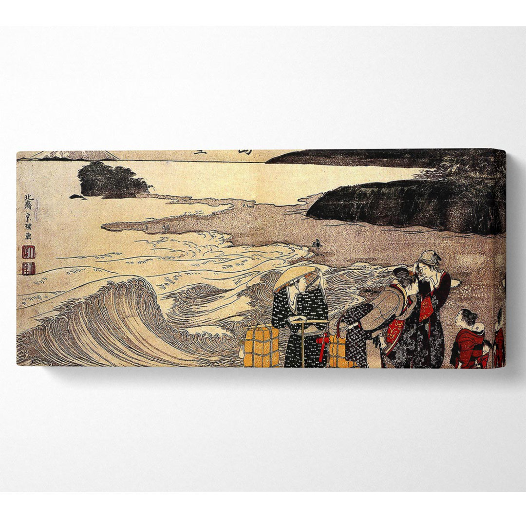 Hokusai Frauen am Strand von Enoshima - Kunstdrucke auf Leinwand