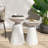 Serenita Outdoor Iron Side Tables With Flared Design, Set Of 2-788873425