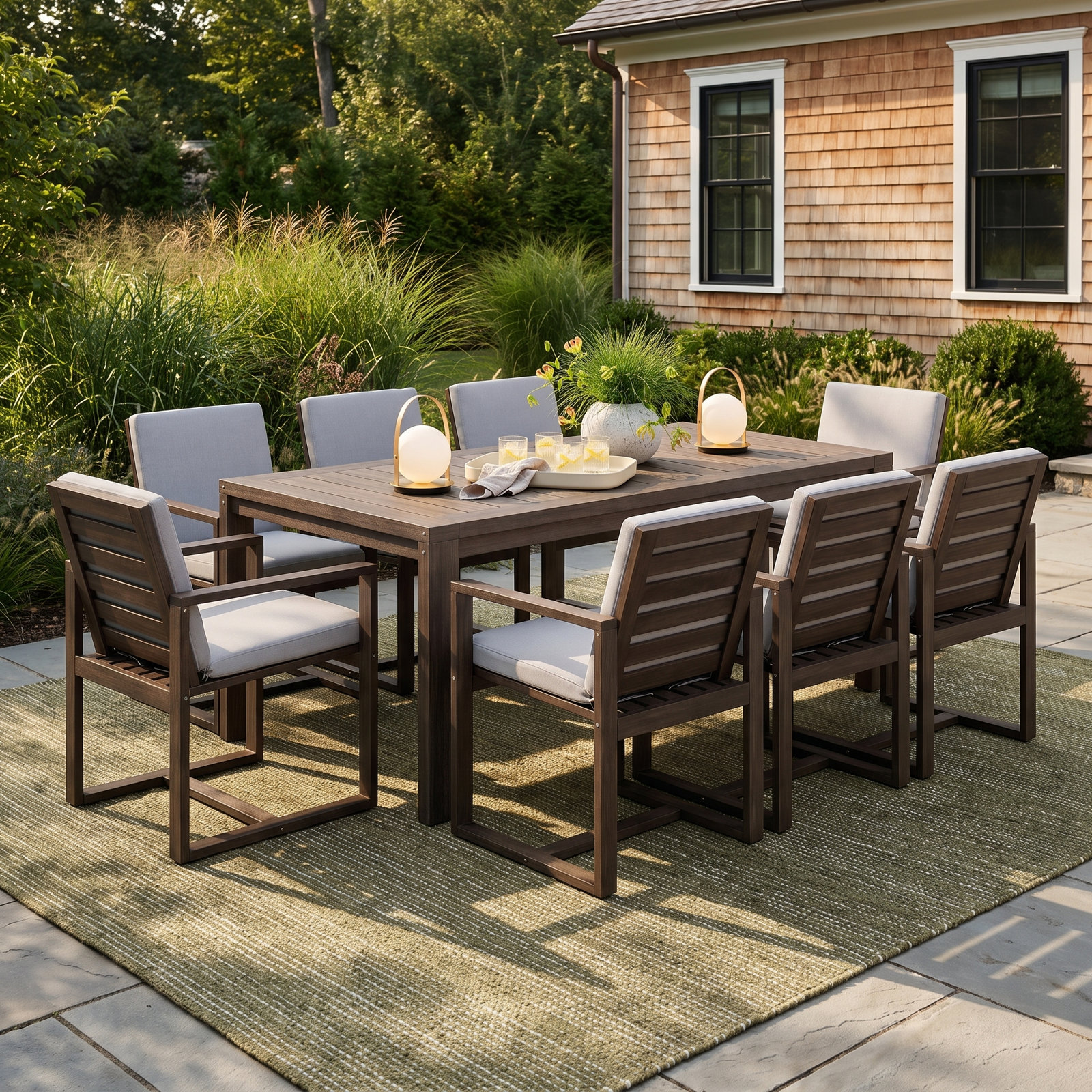 Joly 87" Eucalyptus Patio Dining Set