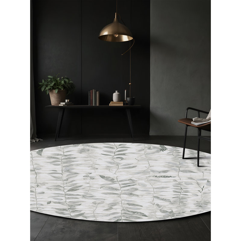 Machine Washable Gray Area Rug, Round 6'