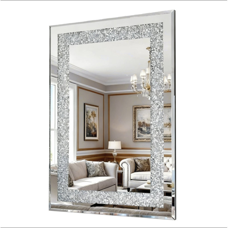 Miroir en cristal pour mur rectangulaire Crystal Crush Diamond