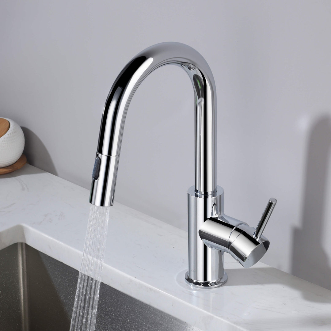 Luxe Pull Down Single Handle Kitchen Faucet with Accessories KIBI 