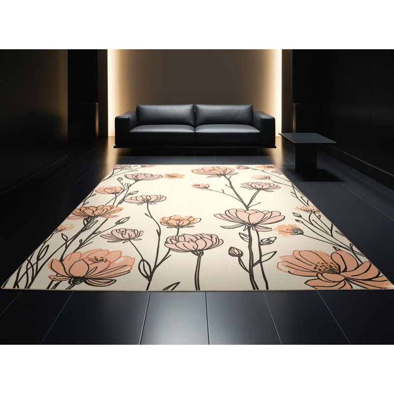 Tapis abstrait moderne et contemporain lavable en machine Myrtlewood, 8 x 12