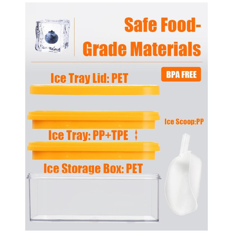 Yellow Stackable Ice Cube Tray with Lid and Bin