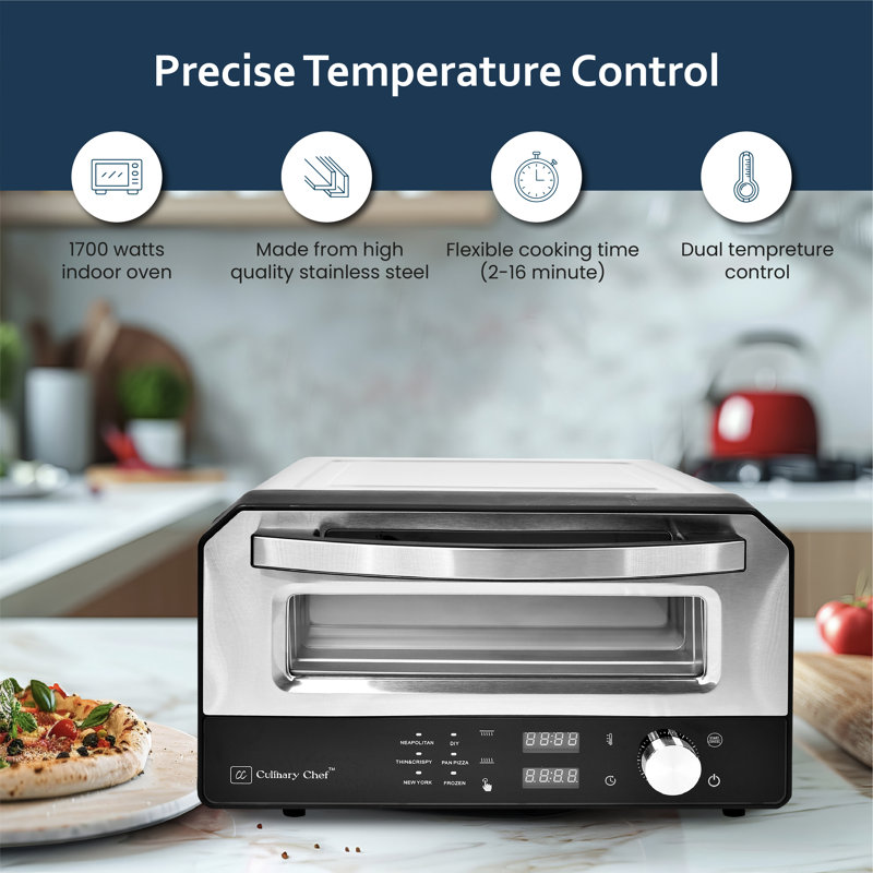 Culinary Chef Stainless Steel Large Capacity Indoor Pizza Oven