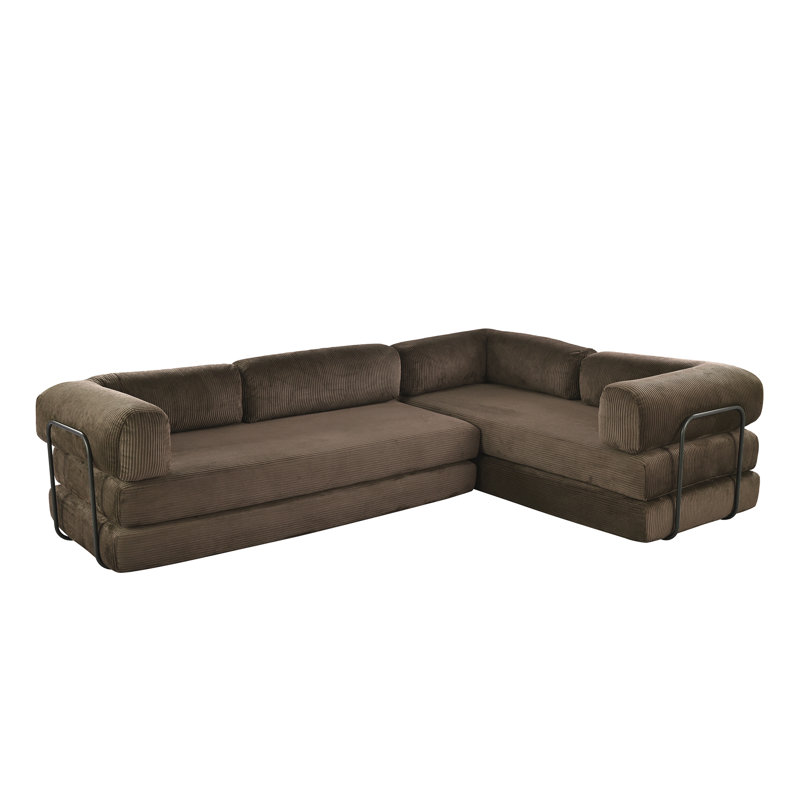 Canapé-lit modulaire surdimensionné de 116 po, Brun
