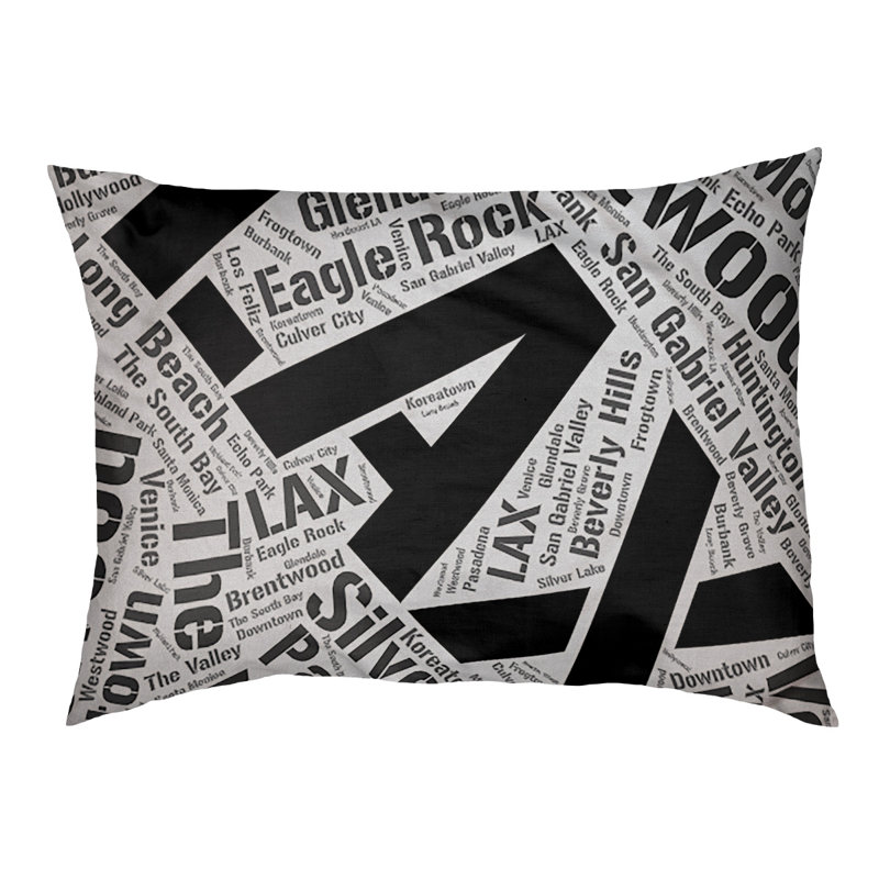 Coussin de chien « districts », Noir, Grand (l 40 po x P 30 po x H 14 po), Los Angeles