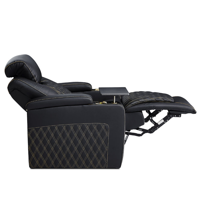 Fauteuil inclinable en cuir Aquavious, Cuir véritable noir