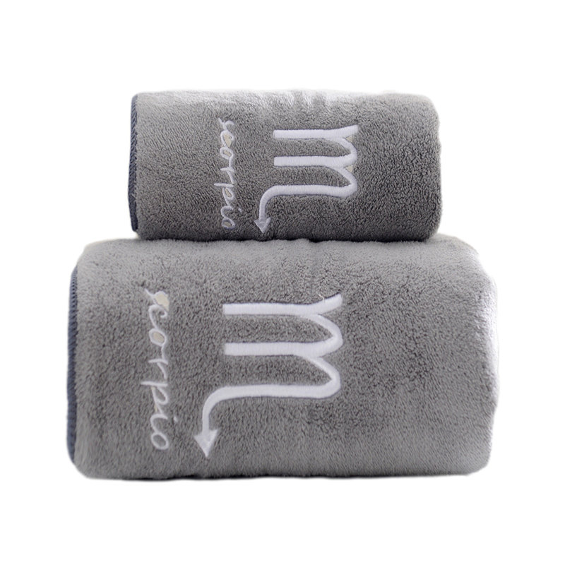 Soft Fleece 2 Piece Bath And Face Towel Set, Thick Absorbent Quick Drying Towel For Family Home Use, 27.6x55.1in Gray, G