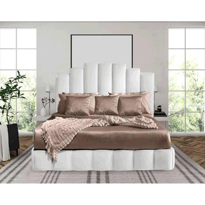 Kantor Upholstered Bed Frame, White, Single (3')