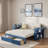 Multifunctional Daybed With Storage Drawer, Open Compartments And Hydraulic Side Table-1601359558-1601359553