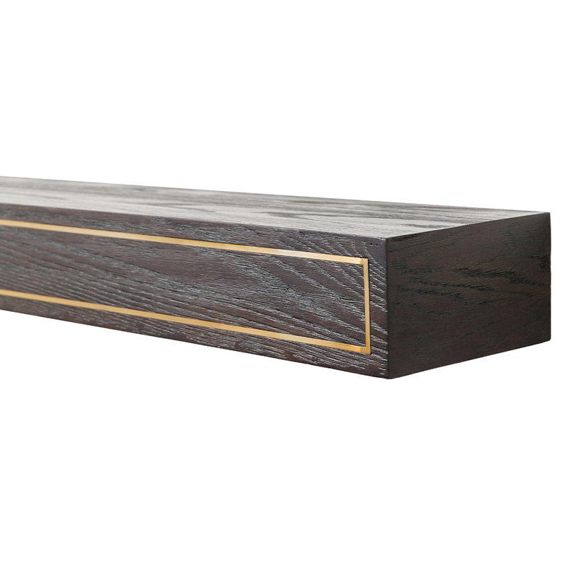 Tablette de cheminée moderne en bois de chêne Ember, Grain de café, 72"