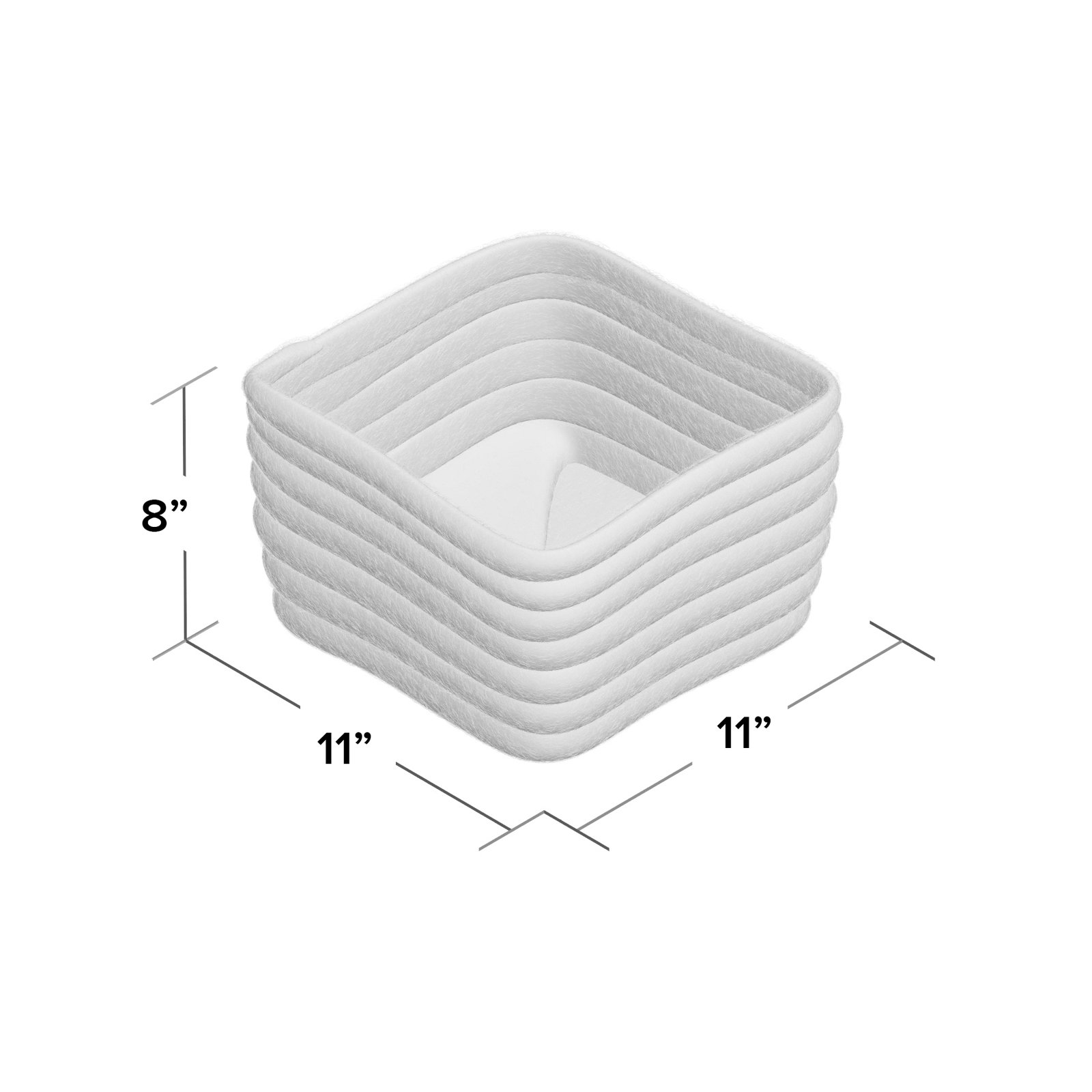 Wool / Felt Decorative Basket 1, Light Gray