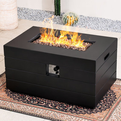 Padgett Rectangle Concrete Propane Smokeless Fire Pit Table With Hidden Fuel Tank
