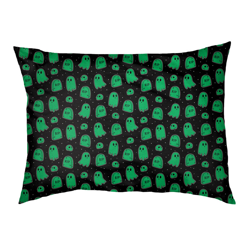 Coussin décoratif pour chien à l’extérieur pastel Campion, Très grand (l 52 po x P 42 po x H 17 po), Noir / Vert