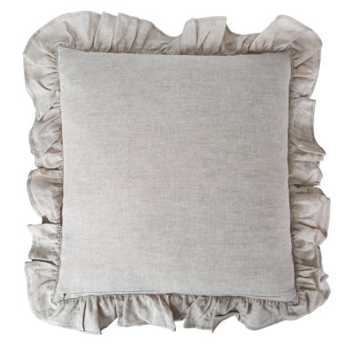Taie décorative 100% lin français à volants 26 x 26 pouces 2 pièces