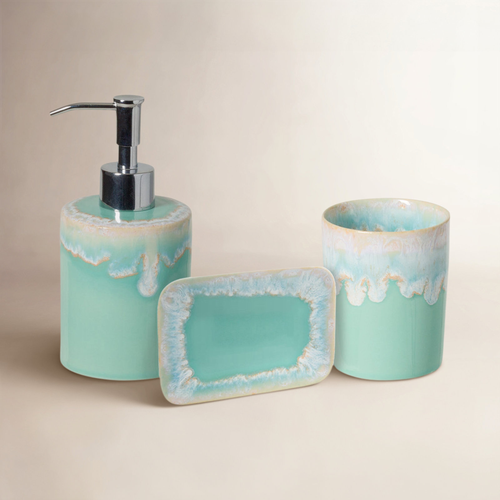 Taormina Bathroom Accessory Set, Aqua